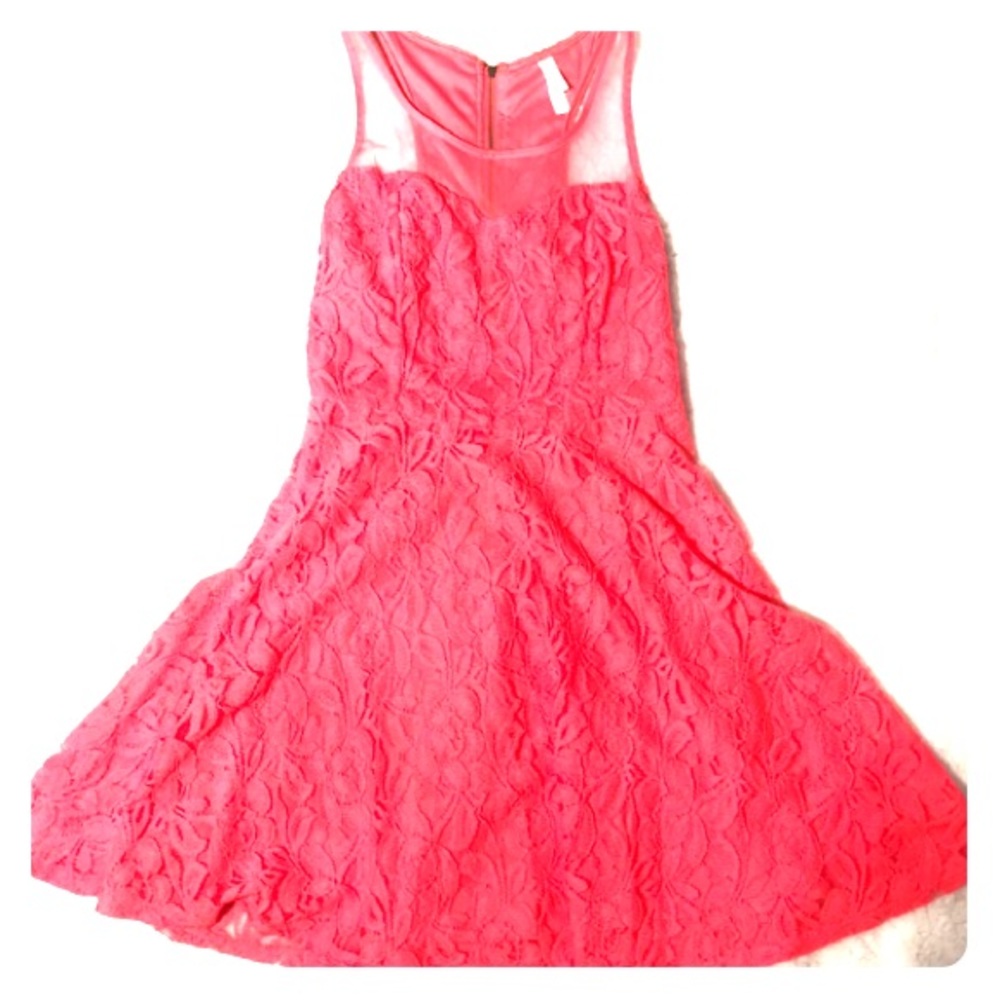Xhilaration medium coral lace dress zip up back